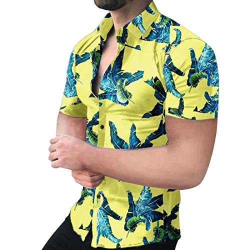 ZNNE Plus Size Shirts for Mens, Summer Outdoor Short Sleeve Casual Loose Button Down Hawaiian Shirt Tropical Beach Tops Mens Christmas Shirts Golf Shirts Ping Golf Shirts for Men Polo Shirts for Men