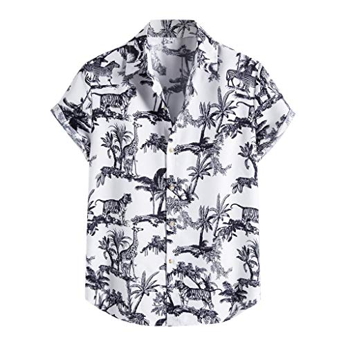 ZNNE Hawaiian Shirt for Men, Short Sleeve Printed Button Down Summer Beach Flower Dress Shirts Turn-Down Collar Tops Mens Christmas Shirts Golf Shirts Ping Golf Shirts for Men Polo Shirts for Men