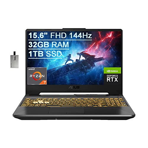 2021 ASUS TUF A15 15.6″ FHD 144Hz Gaming Laptop, AMD Ryzen 7-4800H Processor, 32GB RAM, 1TB PCIe SSD, Backlit Keyboard, GeForce RTX 3050 Graphics, HD Webcam, Windows 10, Gray, 32GB USB Card