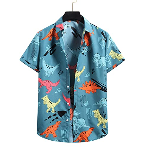 ZNNE Hawaiian Shirts for Mens, Summer Outdoor Short Sleeve Casual Loose T-Shirts Button Down Shirt Tropical Beach Tops Mens Christmas Shirts Golf Shirts Ping Golf Shirts for Men Polo Shirts for Men