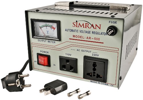 Simran 500 Watt 110v to 220v Step Up Down Voltage Converter Transformer with Built-in Power Regulator, AR-500