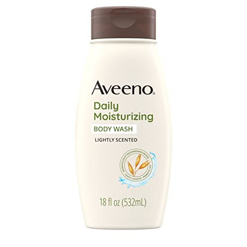Aveeno Daily Moisturizing Body Wash for Dry Skin with Soothing Oat ; Rich Emollients, Creamy Shower Cleanser, Gentle, Soap-Free and Dye-Free, Light Fragrance, 18 fl. oz