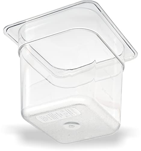 CFS Plastic Food Pan 1/6 Size 6 Inches Deep Clear (Pack of 6)
