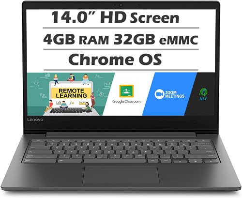 2021 Newest Lenovo Chromebook S330 Laptop, 14” HD Display, MediaTek MT8173C Processor, 4GB RAM, 32GB eMMC, Webcam, HDMI, WiFi, SD Card Reader, 10 Hours Battery, Chrome OS