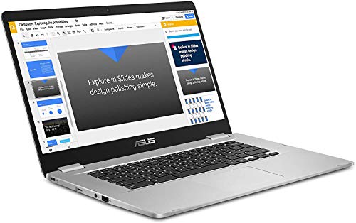 ASUS Chromebook C523NA-DH02 15.6″ HD NanoEdge Display, 180 Degree, Intel Dual Core Celeron Processor, 4GB RAM, 32GB eMMC Storage, Silver Color (Renewed)