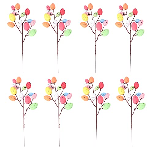 LUOZZY 8pcs Easter Egg Picks Artificial Easter Eggs Branches Flower Picks Fake Eggs Bouquet for Spring Easter Party Garden Yard Home Vase Decor | The Storepaperoomates Retail Market - Fast Affordable Shopping