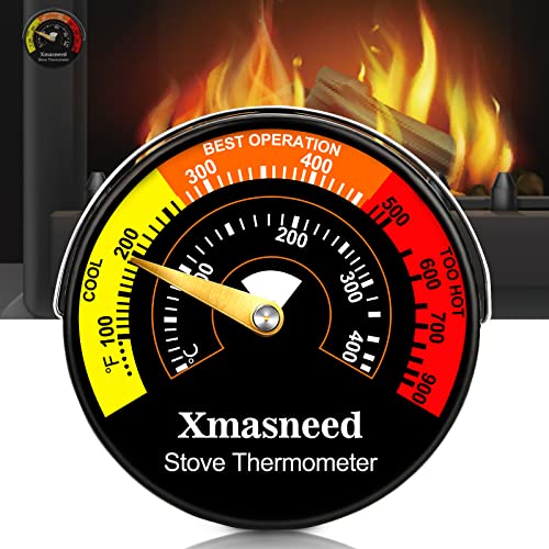 Wood Stove Thermometer Magnetic, Oven Stove Temperature Stove Top Thermometer for Wood Burning Stoves, Gas Stoves, Pellet Stove, Avoiding Stove Fan Damaged by Overheat