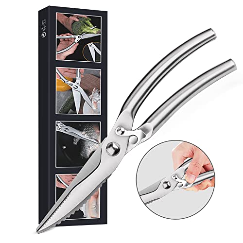 Poultry Shears Heavy Duty Kitchen Shears, MultiPurpose Stainless Steel Kitchen Scissors, Spring Loaded Cooking Scissors for Chicken, Bone, Meat, Fish, Vegetables, Herbs