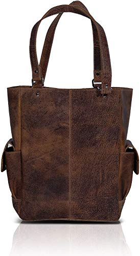 KomalC Genuine Soft Chicago Buff Leather Tote Bag Elegant Shopper Shoulder BagSALE (Grace)
