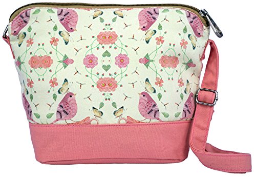 Crest Design Cute Canvas Crossbody Bag Shoulder Bag Purse for Girl and Teenage (Pink Lark)