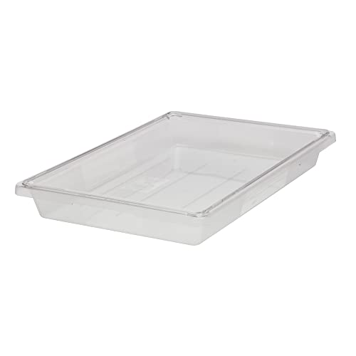 Rubbermaid Commercial Products Large Shallow Food Storage Container for Kitchen Restaurant Use, 5 Gallon Clear, 26 x 18 x 3.5 inches