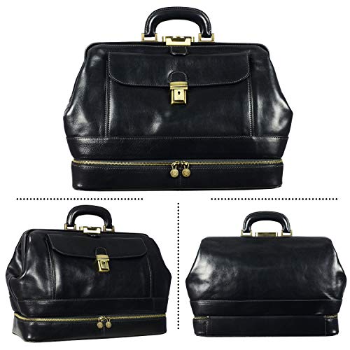 Time Resistance Leather Medical Doctor Bag Vintage Style Medium Satchel Black | The Storepaperoomates Retail Market - Fast Affordable Shopping