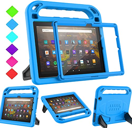 BMOUO Kids Case for Fire HD 10 & Fire HD 10 Plus Tablet (11th Generation, 2021 Release), with Screen Protector, Shockproof Handle Stand Kids Case for Amazon Fire HD 10 Tablet & Fire HD 10 Plus, Blue