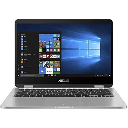 New ASUS VivoBook 2 in 1 Flip 14″ FHD LCD Touchscreen Laptop Computer, Intel Pentium N5000 up to 2.7GHz, 4GB LPDDR4, 64GB eMMC, Bluetooth, Webcam, Micro HDMI, Fingerprint Reader, Window 10 in S Mode