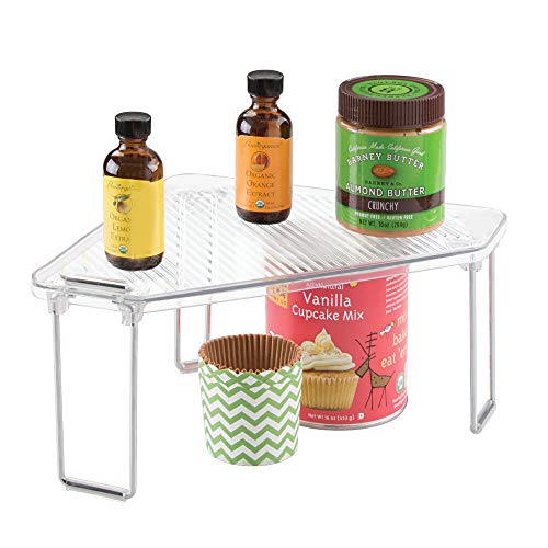 InterDesign Linus Corner Storage Shelf for Kitchen Cabinets, Countertops, Pantries – Clear
