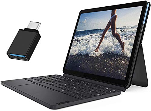 Lenovo Chromebook Duet 2-in-1 Tablet/Laptop 10.1″ FHD+ (1920 x 1200) IPS Touchscreen- MediaTek Helio 8-Core P60T 4GB RAM 64GB eMMC Webcam ARM G72 MP3 Chrome OS + USB-C Adapter