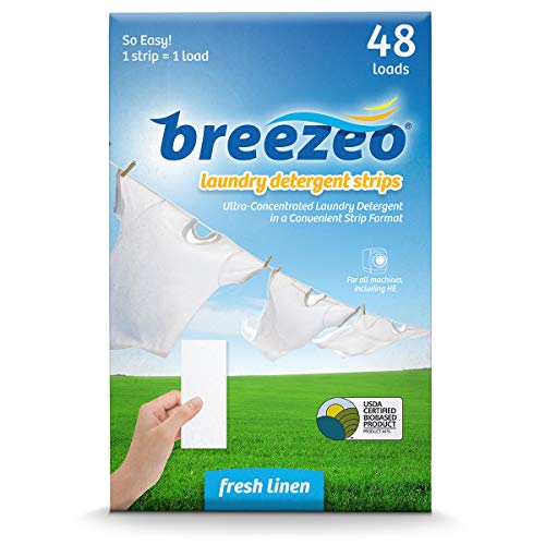 Breezeo Laundry Detergent Strips (Laundry Detergent Sheets), Fresh Linen Scent, 48 Loads – More Convenient than Pods, Pacs, Liquids or Powders – Great for Home, Dorm, Travel, Camping & Hand-Washing | The Storepaperoomates Retail Market - Fast Affordable Shopping