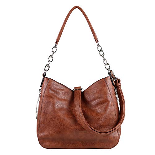 Lady Conceal Ashley Chain Concealed Carry Gun Hobo – Faux Leather Womens Concealed Carry Purse – Holstered Crossbody Handbag with Multiple Compartments & YKK Locking – Ambidextrous Access (Mahogany) | The Storepaperoomates Retail Market - Fast Affordable Shopping