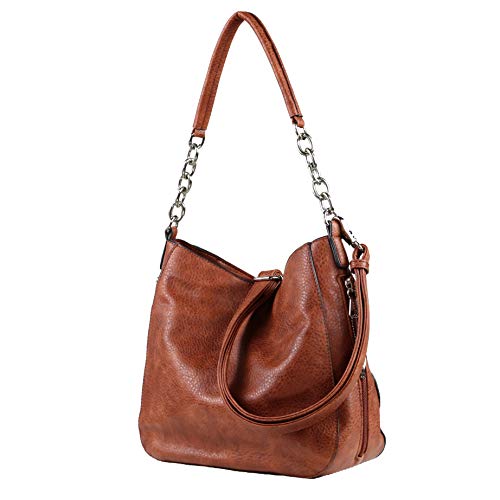Lady Conceal Ashley Chain Concealed Carry Gun Hobo – Faux Leather Womens Concealed Carry Purse – Holstered Crossbody Handbag with Multiple Compartments & YKK Locking – Ambidextrous Access (Mahogany) | The Storepaperoomates Retail Market - Fast Affordable Shopping