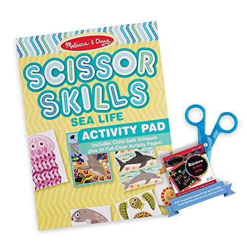 Melissa & Doug Sea Life: S c i s s o r Skills Activity Pad Bundle with 1 Theme Compatible M&D Scratch Fun Mini-Pad (32007)