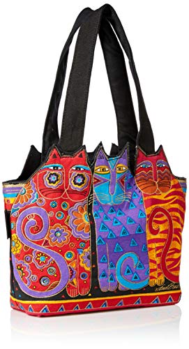 Laurel Burch Medium Tote Zipper Top, 12 by 3-1/2 by 8-1/2-Inch, Tres Gatos, Red/Orange/Blue | The Storepaperoomates Retail Market - Fast Affordable Shopping