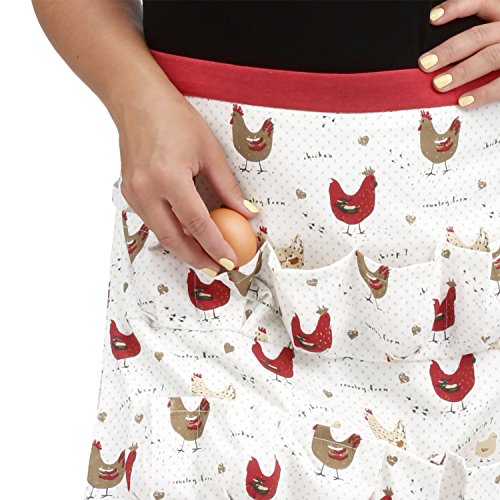 Cackleberry Home Farmhouse Chicken Egg Collecting & Gathering Apron 12 Pockets (Adult Size)