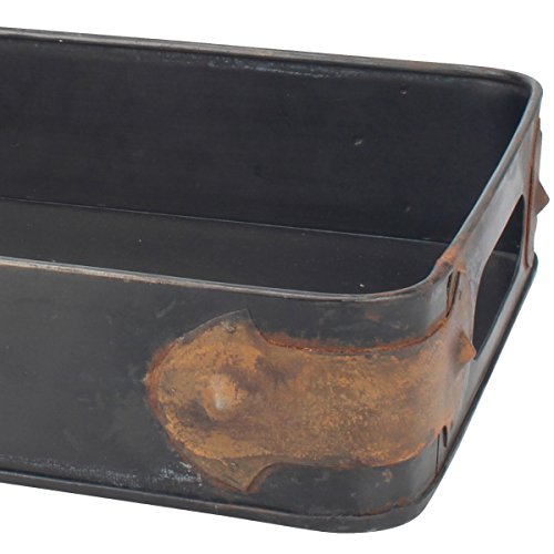 Stonebriar Rectangle Slate Metal Serving Tray with Rust Trim & Cutout Handles, Industrial Butler Tray, For Serving Drinks & Snacks, Centerpiece for Coffee Table, Document Organizer for Desk or Office | The Storepaperoomates Retail Market - Fast Affordable Shopping