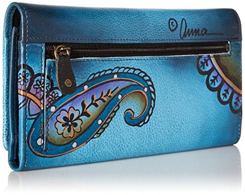 Anna by Anuschka Women’s Hand Painted Genuine Leather Multi Pocket Wallet – Denim Paisley Floral | The Storepaperoomates Retail Market - Fast Affordable Shopping