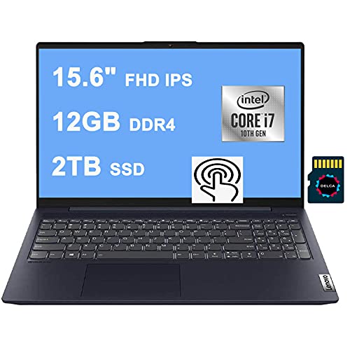 Lenovo IdeaPad 5 15 Business Laptop Computer I 15.6″ FHD IPS Touchscreen I Intel Quad-Core i7-1065G7 I 12GB DDR4 2TB SSD I Backlit Fingerprint Dolby USB-C Win 10 + 32GB MicroSD Card