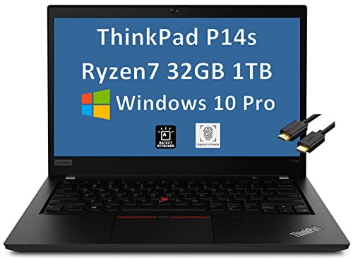 2022 Lenovo ThinkPad P14s 14″ FHD Thin & Light Mobile Workstation Business Laptop (AMD 8-core Ryzen 7 Pro 4750U (Beat i7-10750H), 32GB RAM, 1TB SSD) Backlit, Fingerprint, WiFi 6, Win 10 Pro, IST Cable