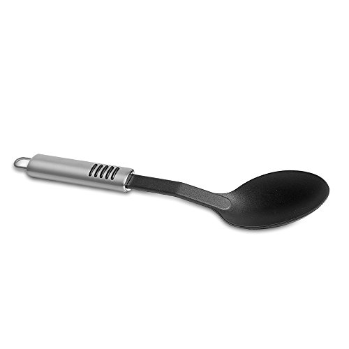Serving Spoon with 13″ Offset Handle for Cooking by Topenca is Made of Heat-Resistant Rustproof Nylon and Stainless Steel and is Safe for Home Kitchen
