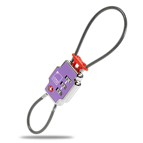 Lewis N Clark 3X Security Lock TSA Luggage Locks for Suitcases, Carry On, Laptop Bag, Set Combo to Create Secure Padlock for Travel, Vacation, Business, or Backpacking, Purple, 1 Pack