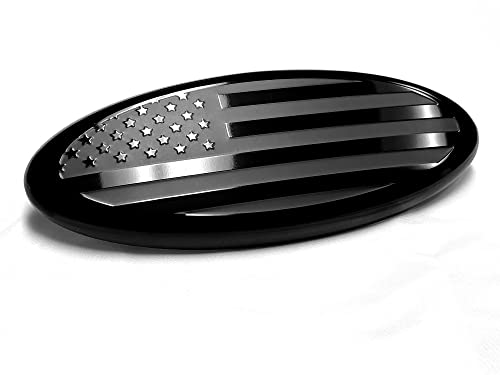 eVerHITCH 7 inch American Black Flag Emblem for Ford, 7″ x 2 3/4″ Oval Decal Badge Nameplate for F150 F250 F350 99 00 01 02 03 04 (7″, Black)