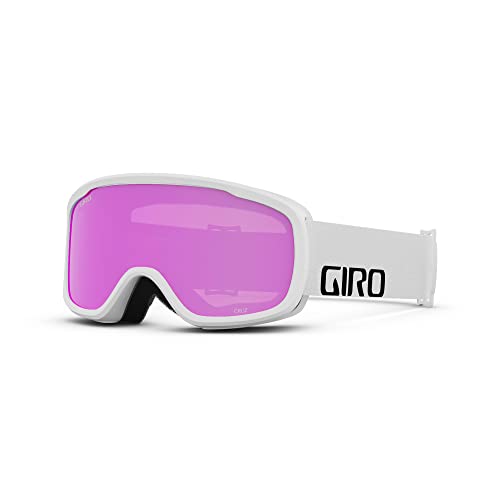 Giro Cruz Asian Fit Ski Goggles – Snowboard Goggles for Men, Women & Youth – Anti-Fog – OTG – White Wordmark Strap with Amber Pink Lens