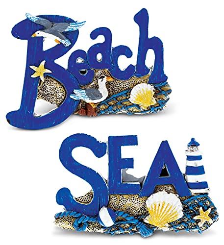 CoTa Global Beach & Sea Words Decor Refrigerator Nautical Magnets Set of 2 – Assorted Ocean Design, Cute Nautical Resin Magnets for Kitchen Fridge, Locker, Home Decor & Office Decor Novelty – 2 Pack