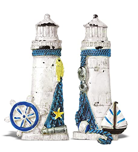 CoTa Global Lighthouse Refrigerator Nautical Blue Magnets Set of 2 – Assorted Resin Beach Design, Fun and Cute Ocean Magnets for Kitchen Fridge, Locker, Home Decor & Office Decor Novelty – 2 Pack