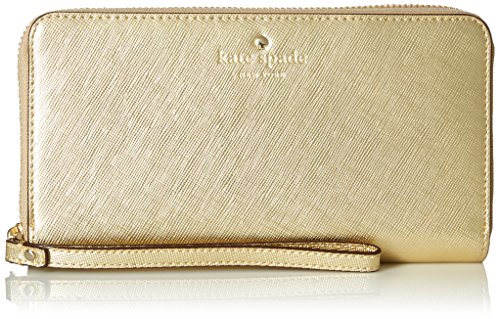 Kate Spade New York Zip Wristlet (Fits Most Mobile Phones) – Saffiano Gold, KSIPH-018-SGLD