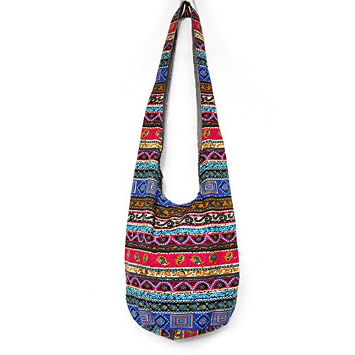 KARRESLY Bohemian Cotton Hippie Crossbody Bag Hobo Sling Bag Handmade Messenger Shoulder Bags(8-268)
