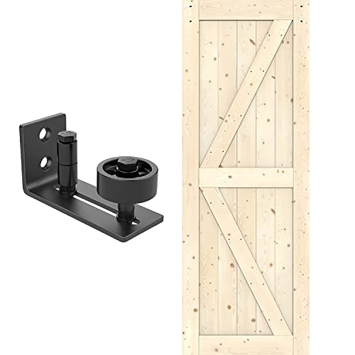 WINSOON 30in x 84 in Sliding Barn Door Interior Paneled Slab with Sliding Barn Door Wall Guide, DIY Unfinished Barn Doors Solid Spruce Wood, K Frame Planks, Pre-Drilled, Bottom Grooved