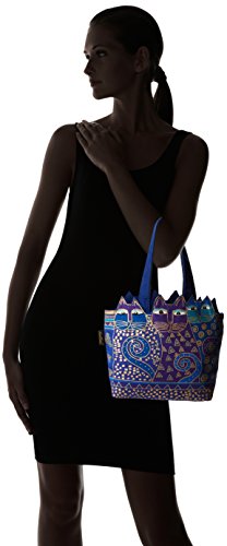 Laurel Burch Tote Zipper Top, 12 by 3-1/2 by 8-1/2-Inch, Tres Gatos, Blue/Gold | The Storepaperoomates Retail Market - Fast Affordable Shopping