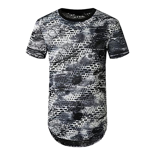 Workout T Shirt for Men, Mens Camouflage Print Tee Shirts Trendy Muscle Gym Tee Shirts Summer Short Sleeve Tops