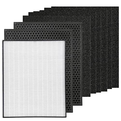 Bibolic AD3000 Replacement Filter Kit Fit for Series Air Purifier, Includes 1 True HEPA Filter, 2 Carbon Filters and 6 Extra Pre-Filters, Part ADF3001 ADF3002 + Pre-Filter