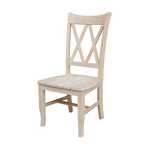 International Concepts Set of Two Double X-Back Dining Chair, 19.9″W x 22″D x 41.3″H, Unfinished