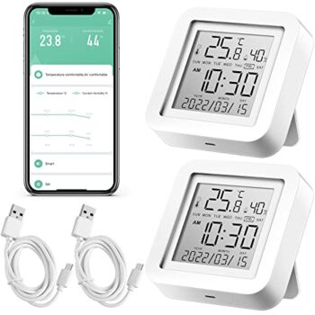 2 Pcs Smart WiFi Temperature Monitor Temperature Humidity Monitor WiFi Hygrometer Thermometer Digital Room Temperature Monitor with App Notification Alert and LCD Display House Thermometer Control | The Storepaperoomates Retail Market - Fast Affordable Shopping