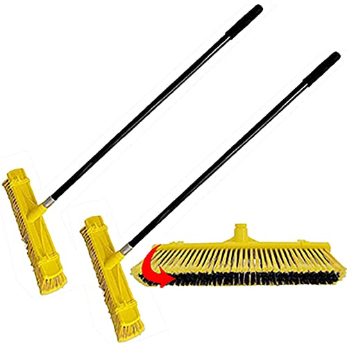 Push Brooms (Pack of 2) Multi Surface Heavy Duty Commercial Industrial 24″ Wide Surface Sweeper Brush with Stiff Bristle Insert for Warehouse & Contractor, Lawn & Garden, Indoor & Outdoor
