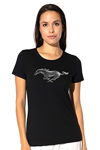 Ford Mustang Modern Mustang Juniors’ Sheer Fitted T Shirt (2X-Large) Black