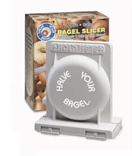 Halve Your Bagel Slicer Safely Cut Large, Medium, Small Bagels for Home Kitchens, Coffee Shops Easy to Use White Plastic Bagel Slicers