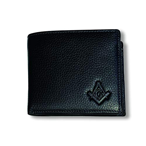 Square & Compass Leather Bi-Fold Masonic Wallet – [Black]