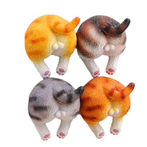 CHOOLD Cute 3D Funny Cute Cat Butt Refrigerator Magnets Office Magnets Calendar Magnet Whiteboard Magnets Home Decoration (Set of 4)