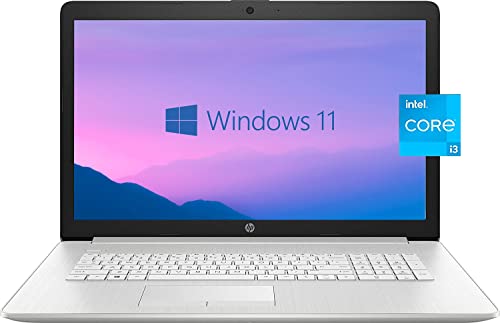 HP Newest 17.3″ HD+ Laptop, 11th Intel Core i3-1115G4, 8GB RAM, 256GB SSD, Card Reader, HDMI, Webcam, Wi-Fi, Bluetooth, Windows 11 Home, Natural Silver with JAWFOAL